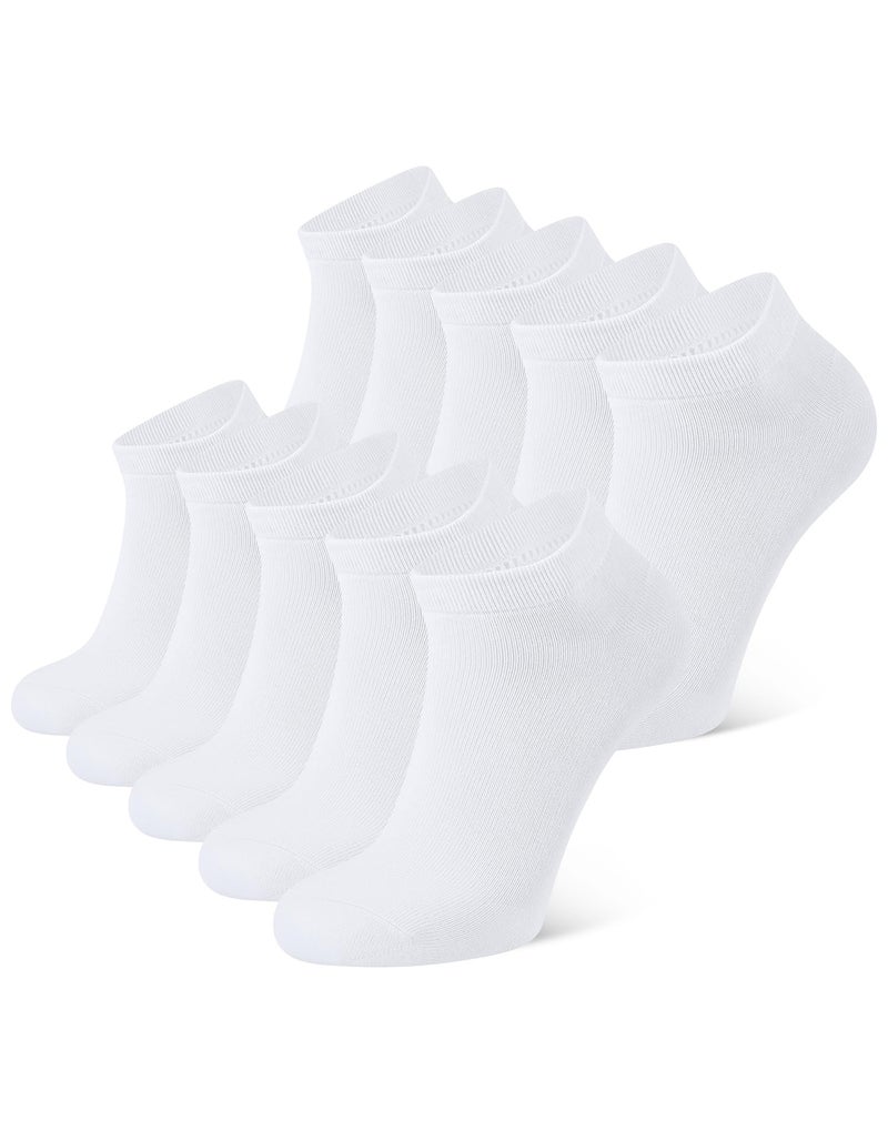 CLOSEMATE جوارب كاحل CLOSEMATE 10 أزواج للرجال والنساء قطن مريحة غير قابلة للانزلاق قصير للارتداء اليومي (10 أبيض، مقاس M) - Image 1